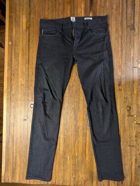 Hiroshi Kato Black 33x34 Raw Pen Slim Denim